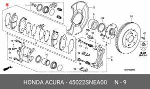 Комплект тормозных колодок, диско 45022SNEA00 HONDA