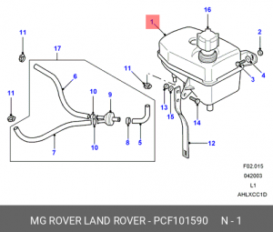 Бачок, радиатор PCF101590 LAND ROVER