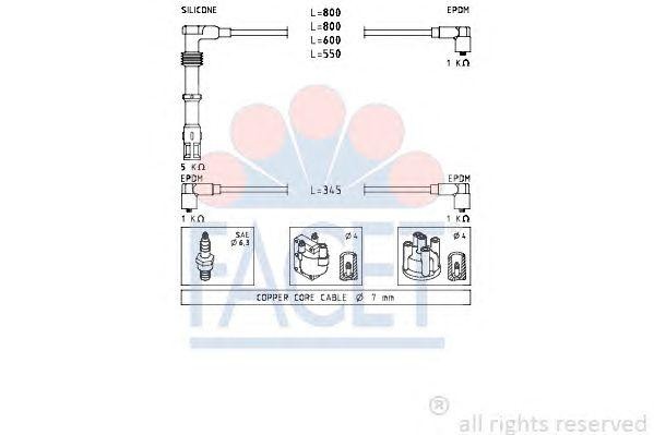 Ккомплект проводов зажигания 4.7226 FACET