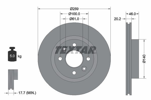 Тормозной диск 92036400 TEXTAR