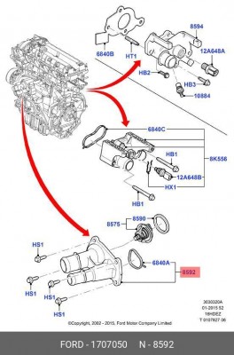 Корпус термостата системы охлаждения 1 707 050 FORD
