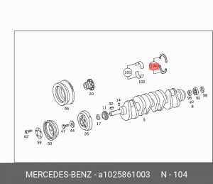 Полукольца вкладышей коленвала A 102 586 10 03 MERCEDES BENZ