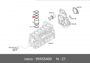 Комплект прокладок, гильза цилиндра 99455400 IVECO