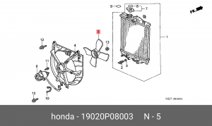 Вентилятор, охлаждение двигателя 19020P08003 HONDA