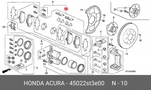 Комплект тормозных колодок, диско 45022ST3E00 HONDA