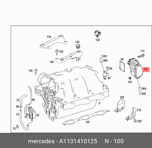 Патрубок дроссельной заслонки A 113 141 01 25 MERCEDES BENZ
