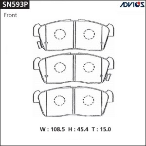 Колодки тормозные дисковые SN593P ADVICS