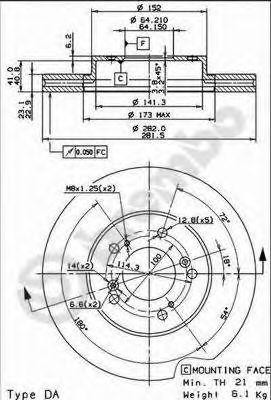 Тормозной диск 09.6752.20 BREMBO
