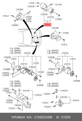 Подушка двигателя 2183025400 HYUNDAI KIA