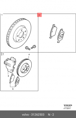 Колодки тормозные дисковые 31262503 VOLVO