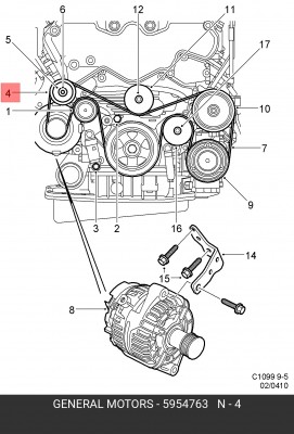 Паразитный / ведущий ролик, поликлиновой ремень 5954763 GENERAL MOTORS