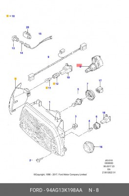 Регулировочный элемент, регулировка угла наклона фар 94AG-13K198-AA FORD