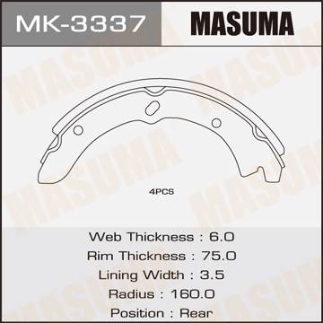 Колодки тормозные барабанные MK3337 MASUMA