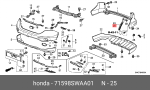 Кронштейн крепления бампера 71598SWAA01 HONDA