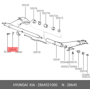Кронштейн, система выпуска ОГ 2864521000 HYUNDAI KIA