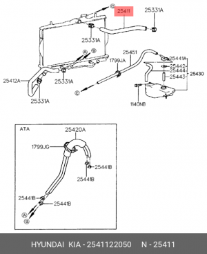 Шланг радиатора 2541122050 HYUNDAI KIA