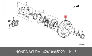 Тормозной барабан 42610SB5020 HONDA