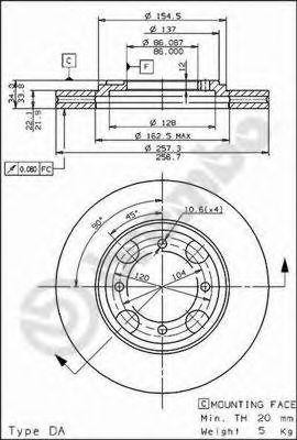 Тормозной диск 09.5587.10 BREMBO