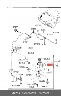 Бачок стеклоомывателя EA06-67-481B MAZDA