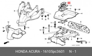 Прокладка, выпускной трубопровод 16105PC3601 HONDA