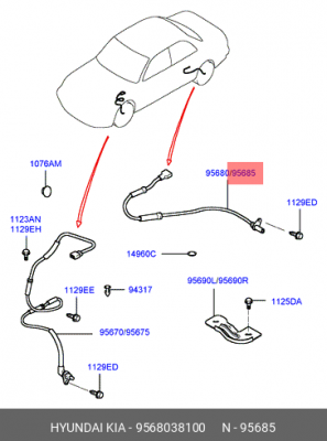 Датчик, частота вращения колеса 95680-38100 HYUNDAI KIA