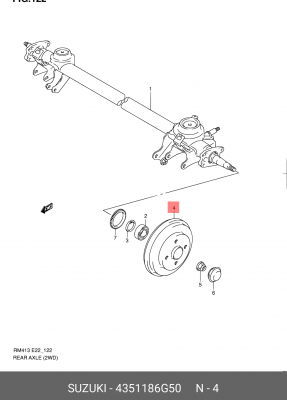 Тормозной барабан 43511-86G50 SUZUKI