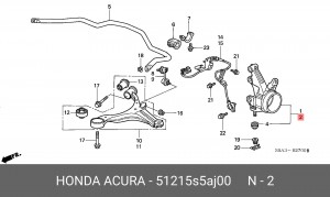 Кулак поворотный (комплект) 51215S5AJ00 HONDA