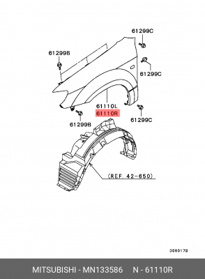 Накладка крыла MN133586 MITSUBISHI