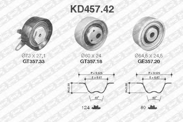 Комплект ремня ГРМ KD457.42 NTN SNR