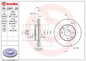 Тормозной диск 09.5581.20 BREMBO