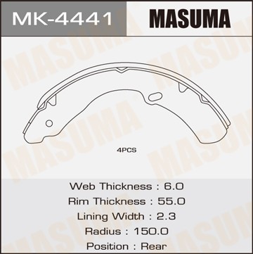 Колодки тормозные барабанные MK4441 MASUMA