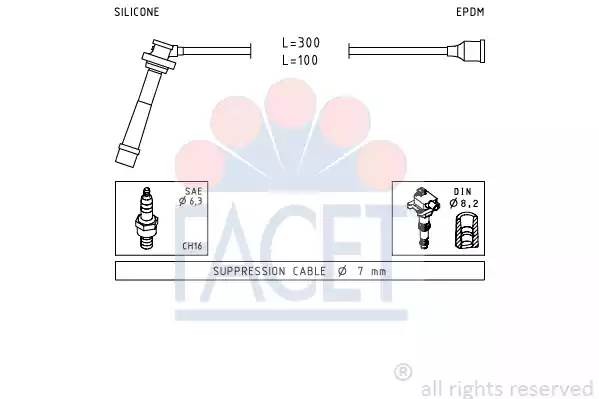 Ккомплект проводов зажигания 4.7005 FACET
