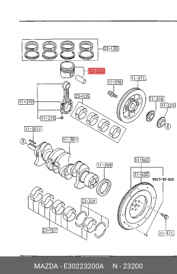Поршень ДВС E30223200A MAZDA