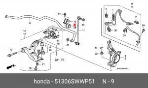 Втулка стабилизатора 51306-SWW-P51 HONDA