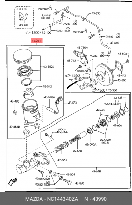 Главный тормозной цилиндр NC144340ZA MAZDA