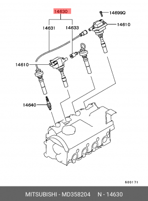 Провода высоковольтные системы зажигания (комплект) MD358204 MITSUBISHI