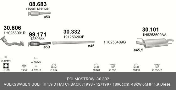 Труба системы выпуска ОГ 30.332 POLMOSTROW