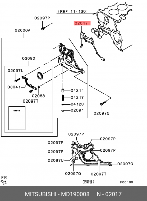 Прокладка, выпускной трубопровод MD190008 MITSUBISHI