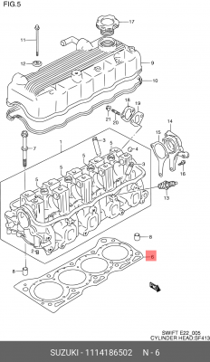 Прокладка, головка цилиндра 11141-86502 SUZUKI