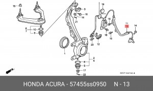 Датчик, частота вращения колеса 57455SS0950 HONDA