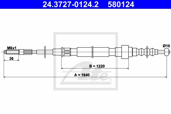 Трос, стояночная тормозная система 24.3727-0124.2 ATE