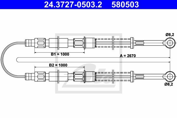 Трос, стояночная тормозная система 24.3727-0503.2 ATE