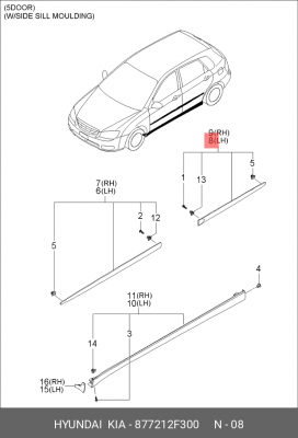 Молдинг двери 877212F300 HYUNDAI KIA