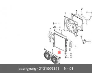 Радиатор охлаждения ДВС 2131009151 SSANG YONG