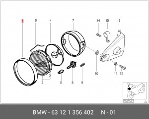 Рамка, основная фара; Рамка 63 12 1 356 402 BMW