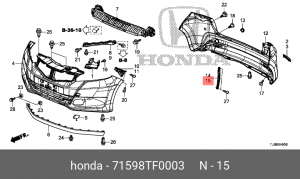 Кронштейн крепления бампера 71598TF0003 HONDA
