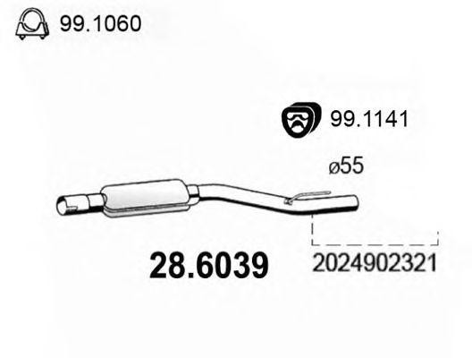 Средний глушитель выхлопных газов 286039 ASSO