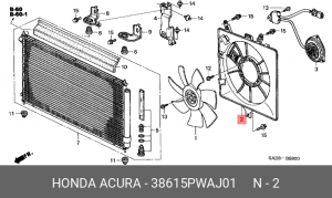 Диффузор радиатора охлаждения под вентилятор 38615PWAJ01 HONDA