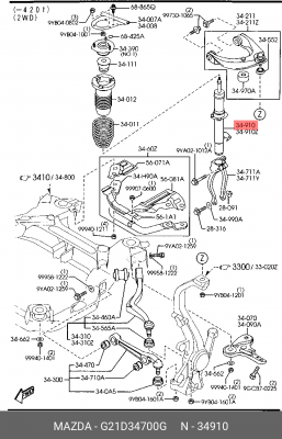 Амортизатор подвески G21D34700G MAZDA