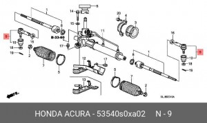 Наконечник поперечной рулевой тяги 53540S0XA02 HONDA